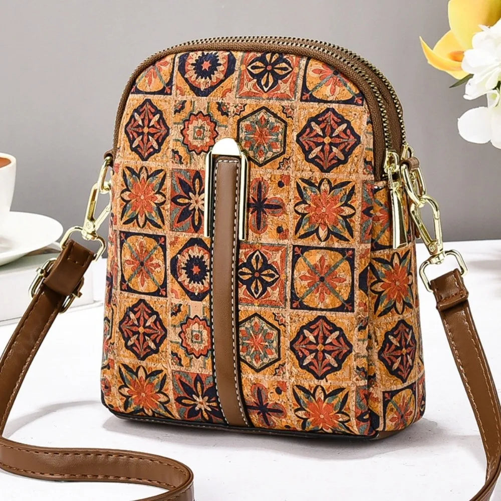 Stylish Printed Phone Bag PU Leather Single Shoulder Bag Luxury Versatile Handbag