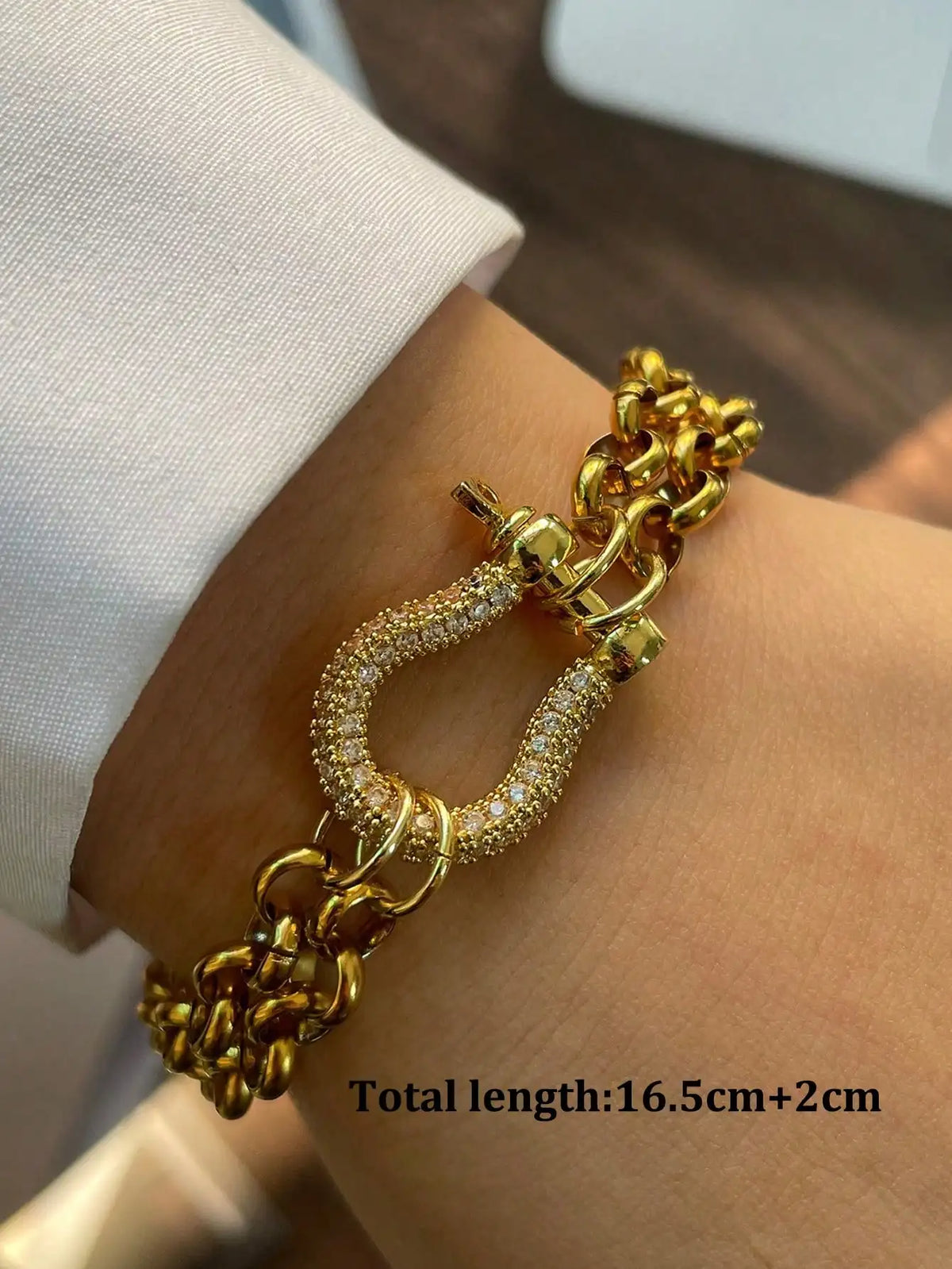 1PC Luxury Gold & Silver Horseshoe Chunky Chain Bracelets