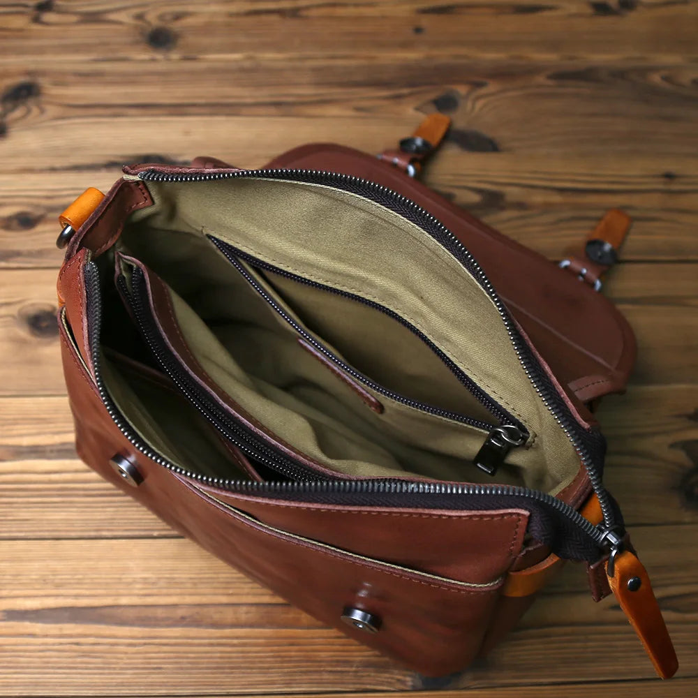 Men's Vintage Genuine Leather Shoulder Bag Top Layer Cowhide Crossbody Bag