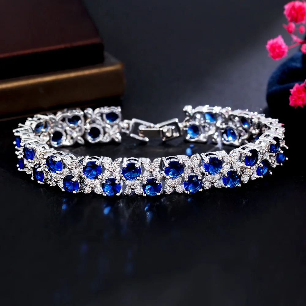 Luxury Shiny Yellow Cubic Zirconia Leaf Flower Shape Bracelet Fashion Jewelry