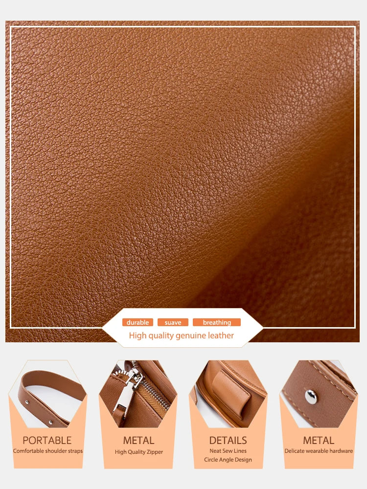 Simple Fashion Design Messenger Bag Genuine Leather