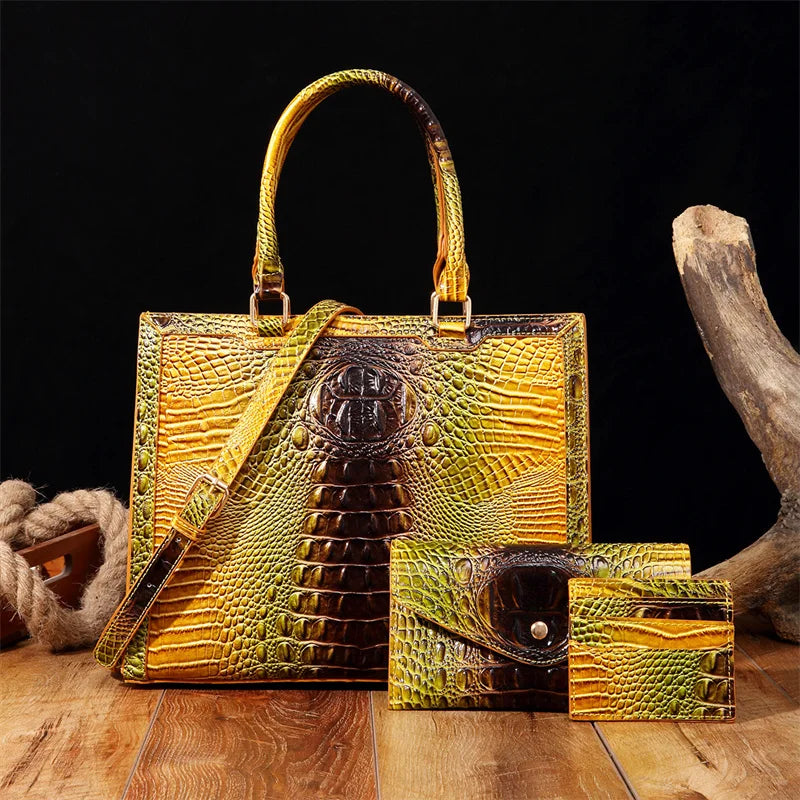 Trendy Vintage Crocodile Pattern Handbag Fashion Design