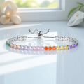 Multicolor Crystal Rainbow Zircon 4mm Round Stone Tennis Bracelets For Women