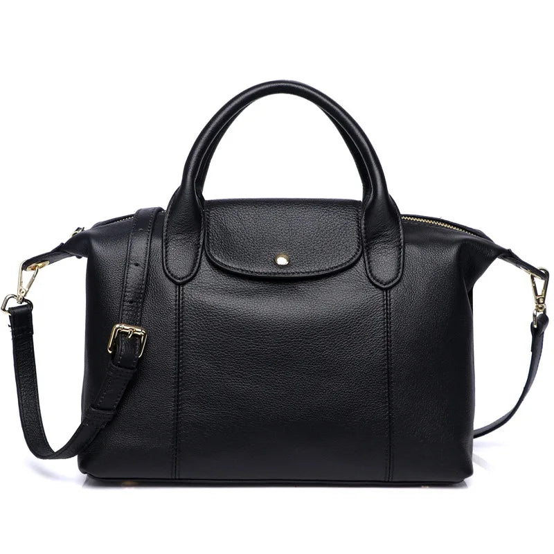 Fashion Women's Boston Bag High Quality Genuine Leather Shoulder Bag Large Capacity
