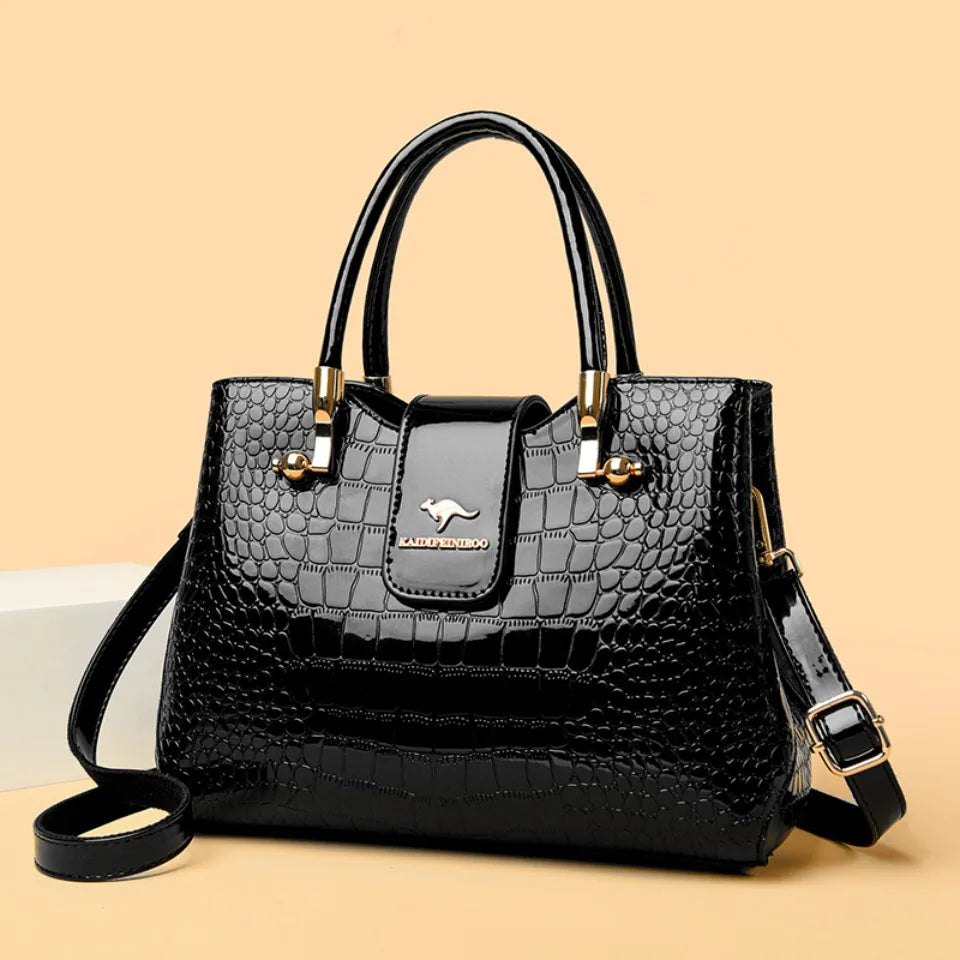 Casual Tote Bag Oil PU Leather Handbag Crossbody Bag