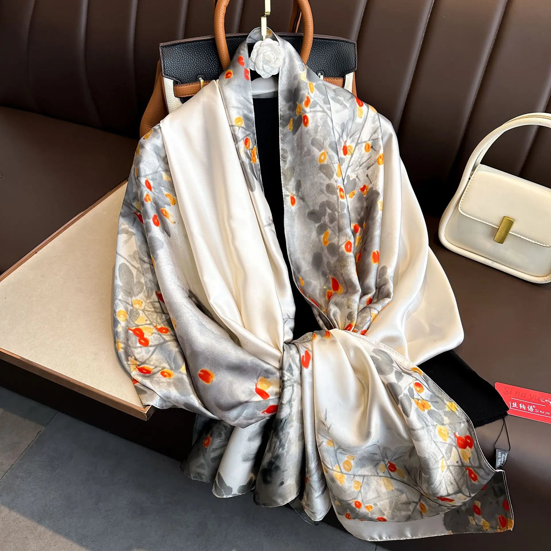 Luxury Brand Silk Scarves Women Fashion Print 180X90CM Long Silk Headscarf