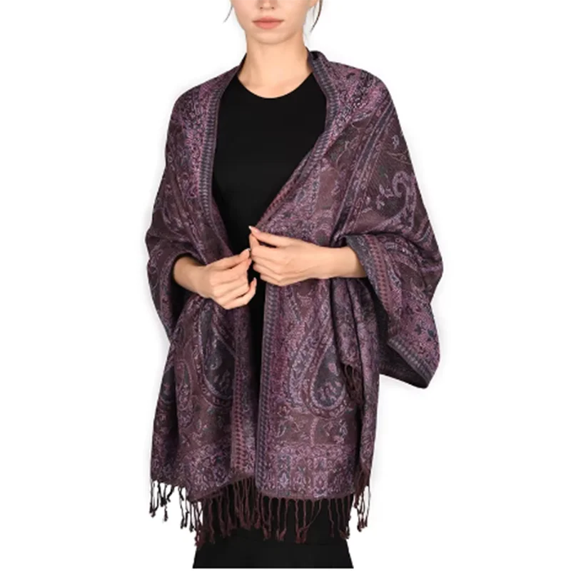 Retro Jacquard Paisley Tassel Scarf Cotton Shawls