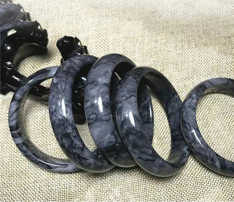 Natural Black Cyanotype Jade Bangles