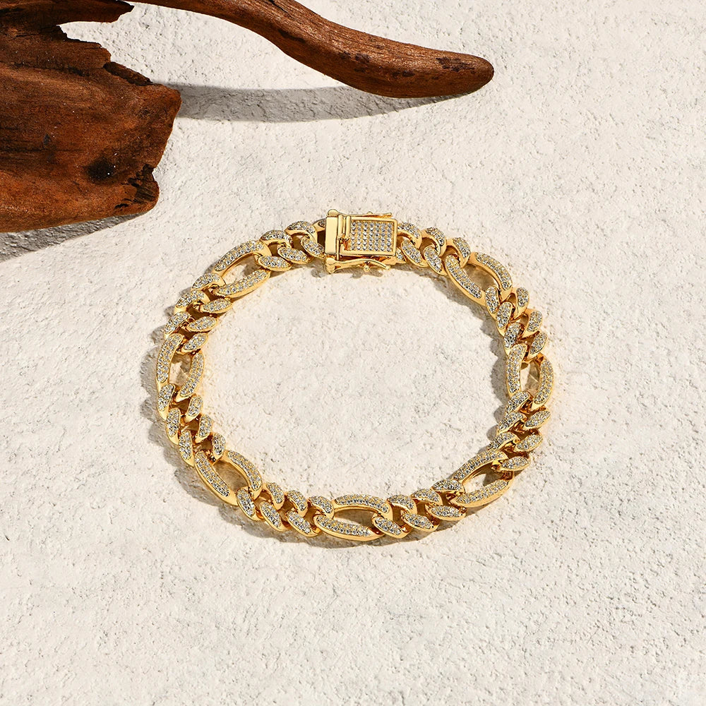 Full Inlaid Moissanite Tennis Bracelet S925 Sterling Silver 18K Gold Plated