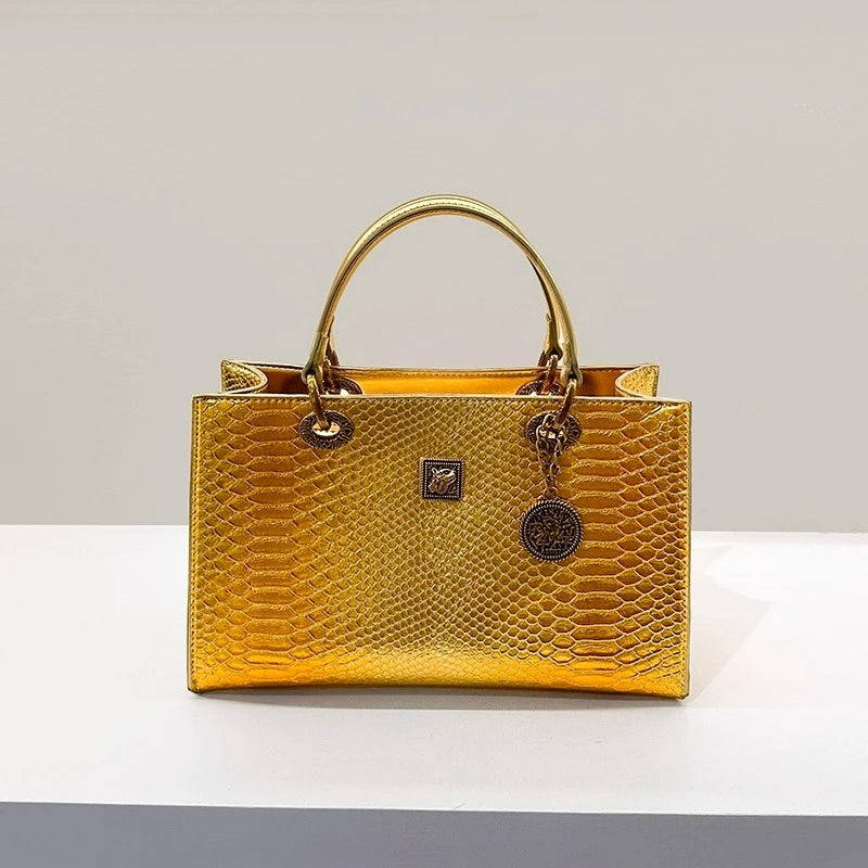 Luxury Design Quality Cowhide Snake Pattern Shoulder Bag