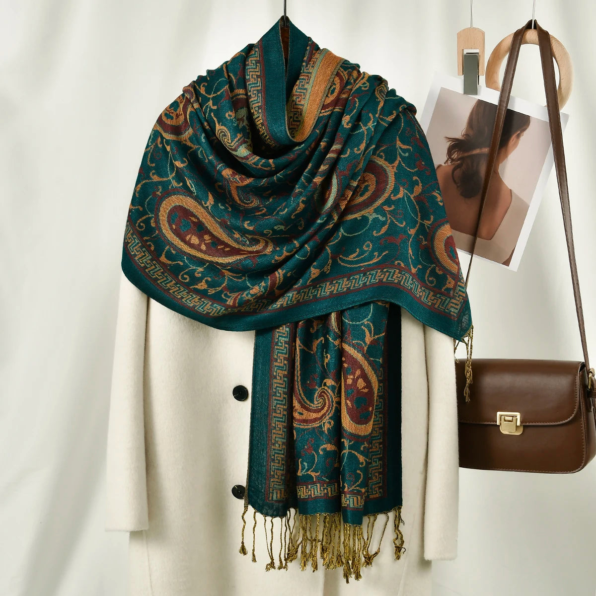 Paisley Embroidery Retro Cashew Cotton Scarf Wraps