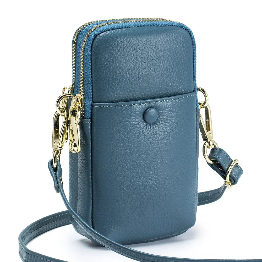 Mini Vertical Design Crossbody Female Bag Cow Leather Mobile Phone Bag Fashion