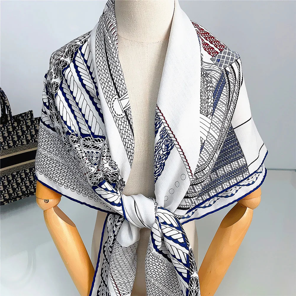 Elegant Faux Silk Wool Scarf 130x130cm Smooth Soft Large Gift Ladies Warm Wrap