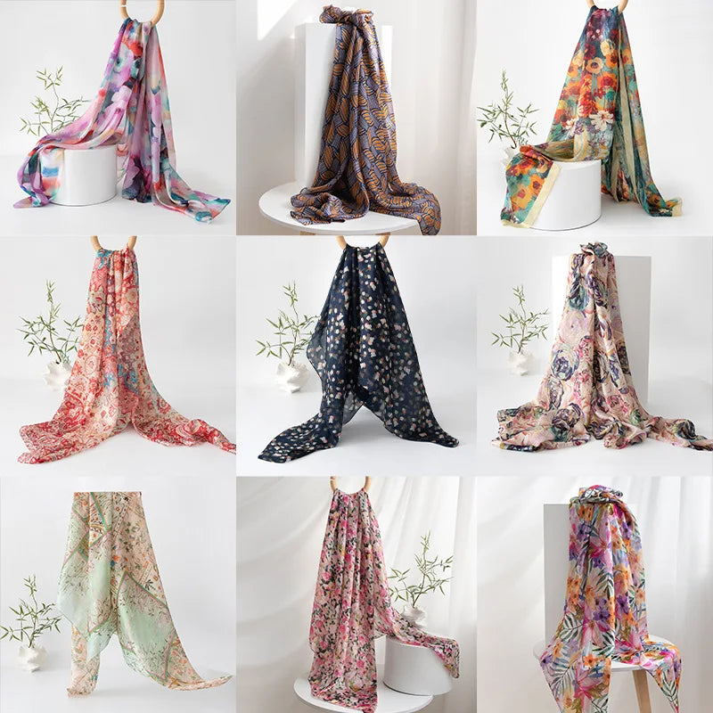 Luxury 100% Mulberry Silk Scarf Thin Breathable Shawl