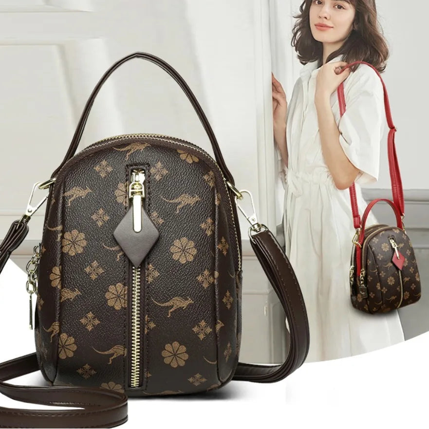 Printed Leather Small Shoulder Phone Bag Crossbody Bag