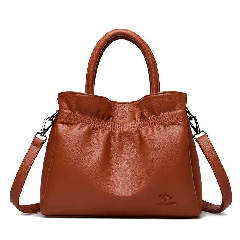 Luxury Soft Leather Shoulder Crossbody Handbags Casual Tote