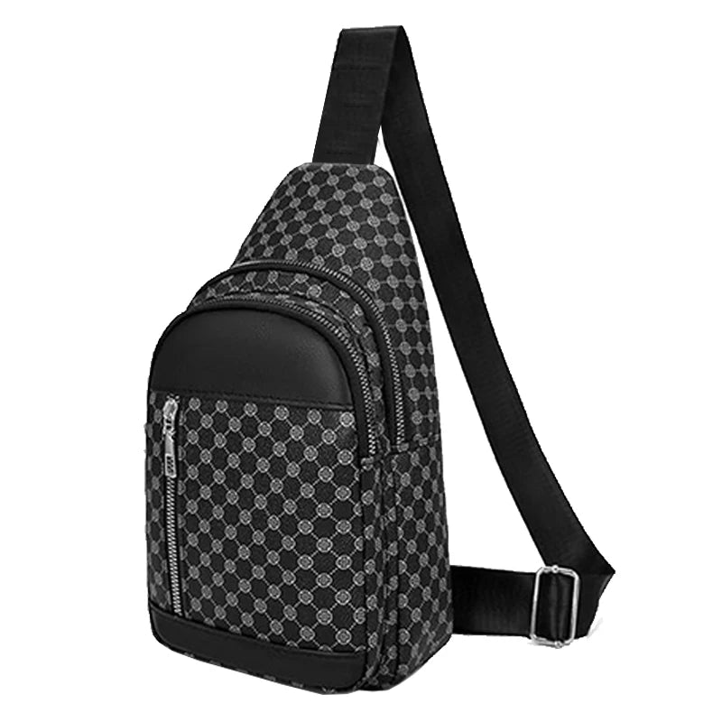 Neutral Style Functional Chest Bag for Women and Men with Patchwork Dot Design