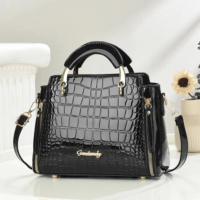 Fashionable Ladies Stone Pattern Printed Handbag Shoulder Bag