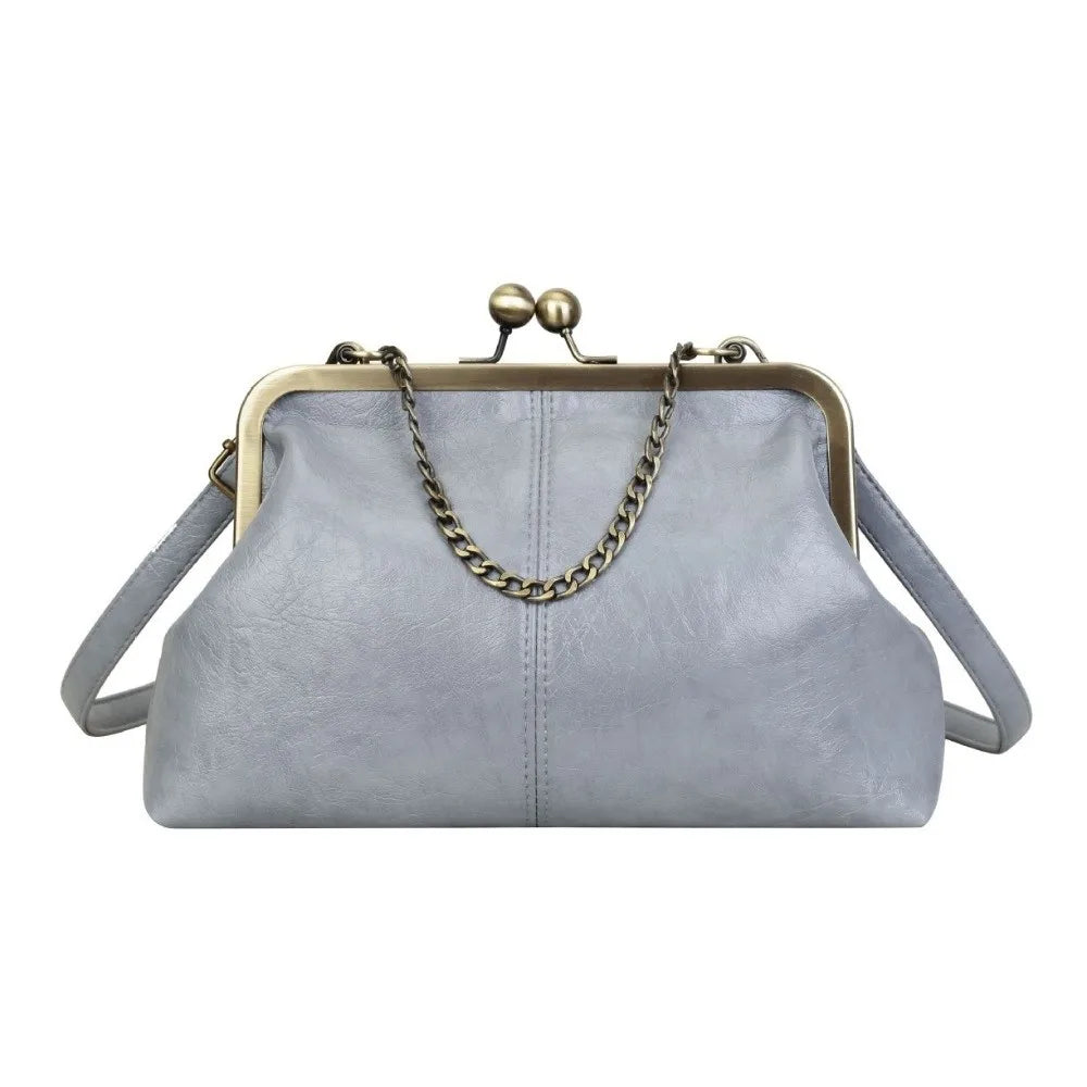 Trendy PU Leather Shell Handbag Retro Style Satchel