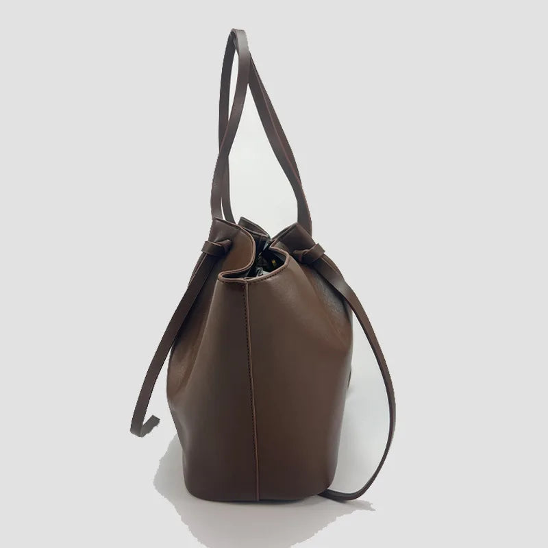 Fashion Large Capacity Trapeze Shoulder Bag Design Metal Lock Handbag