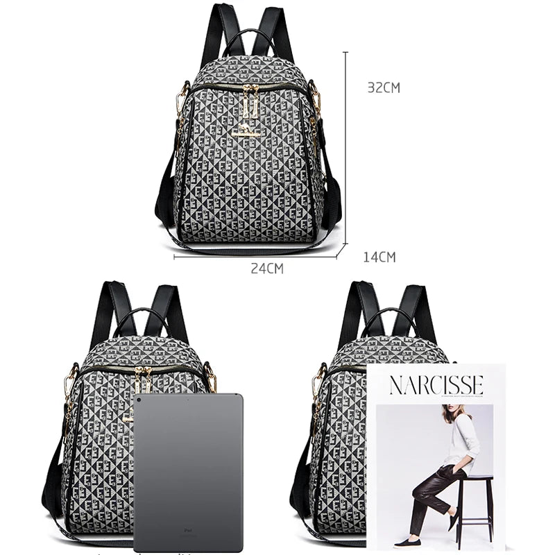 Fashion Retro Backpack Famous Designer Letter Printed Female Shoulder Bag