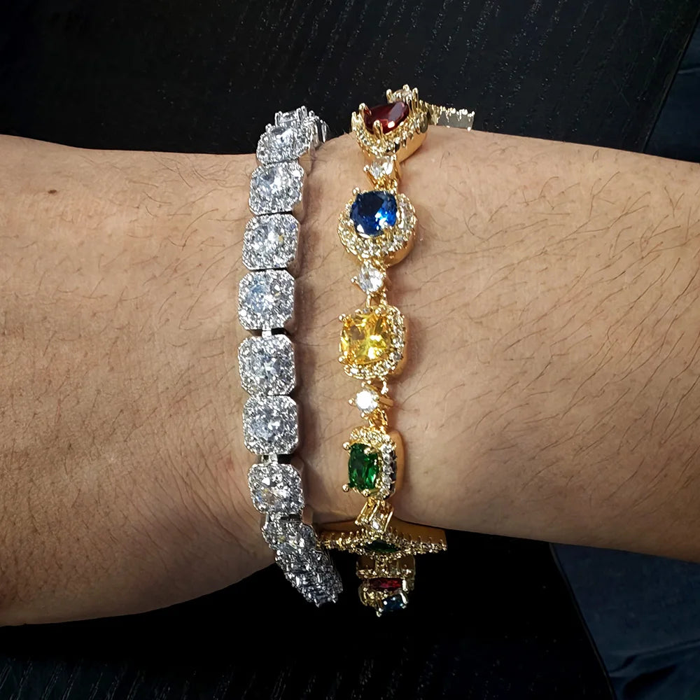 Iced Out Colorful Star Chain With Tennis Bracelet