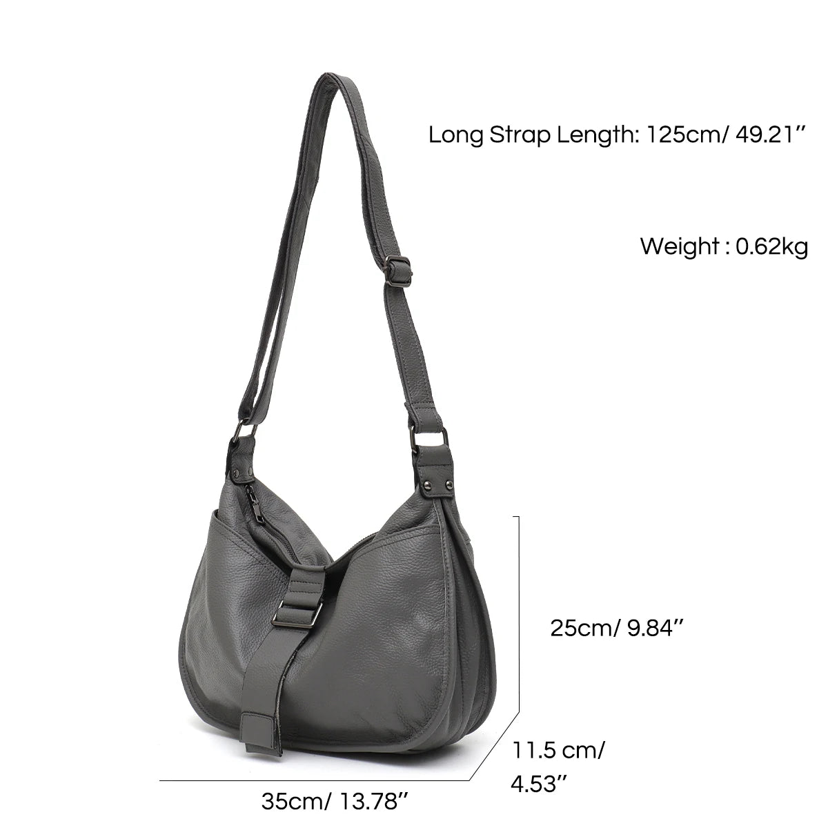 Stylish Genuine Leather Shoulder Bag Multi Pockets Satchel