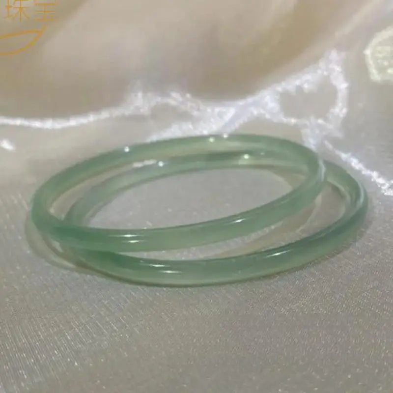 Natural Green Thin Burmese Jade Bracelet