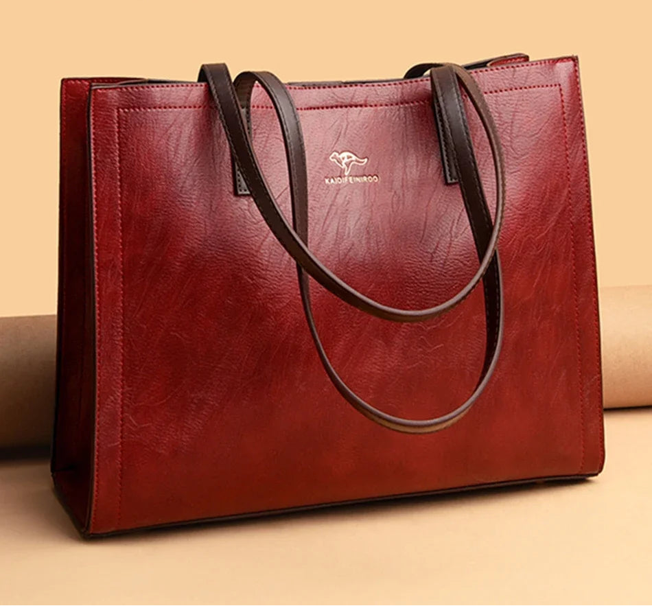 Vintage Large Capacity Shoulder Bag Top-Handle Design