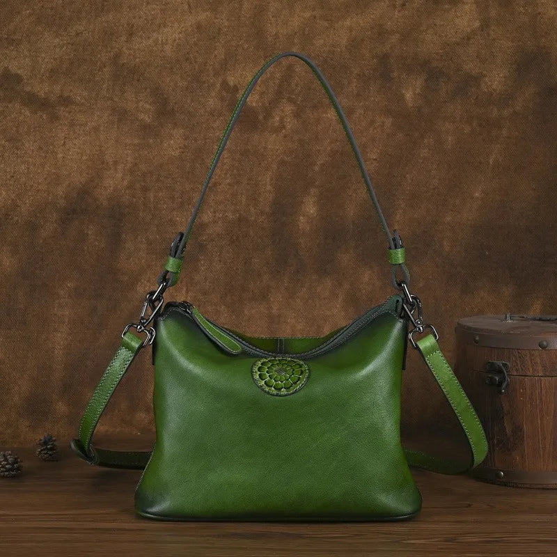 Retro Genuine Leather Soft Cowhide Shoulder Crossbody Bag