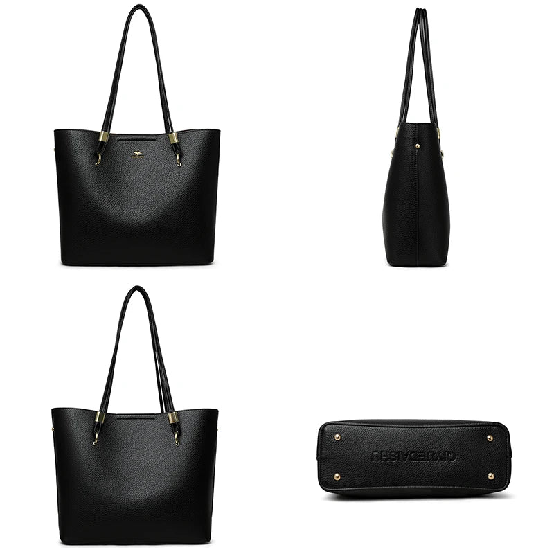 High Quality Brand Solid Color Bag Soft PU Leather Shoulder Bags Large Capacity