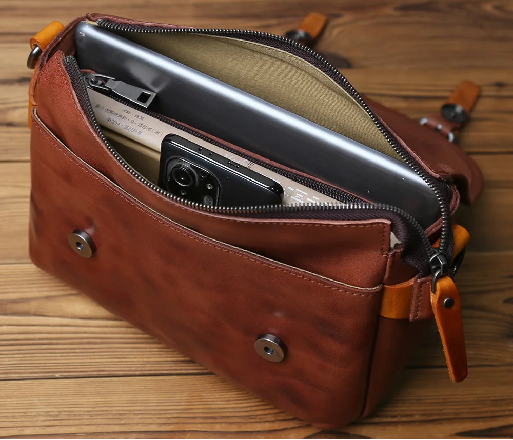 Men's Vintage Genuine Leather Shoulder Bag Top Layer Cowhide Crossbody Bag