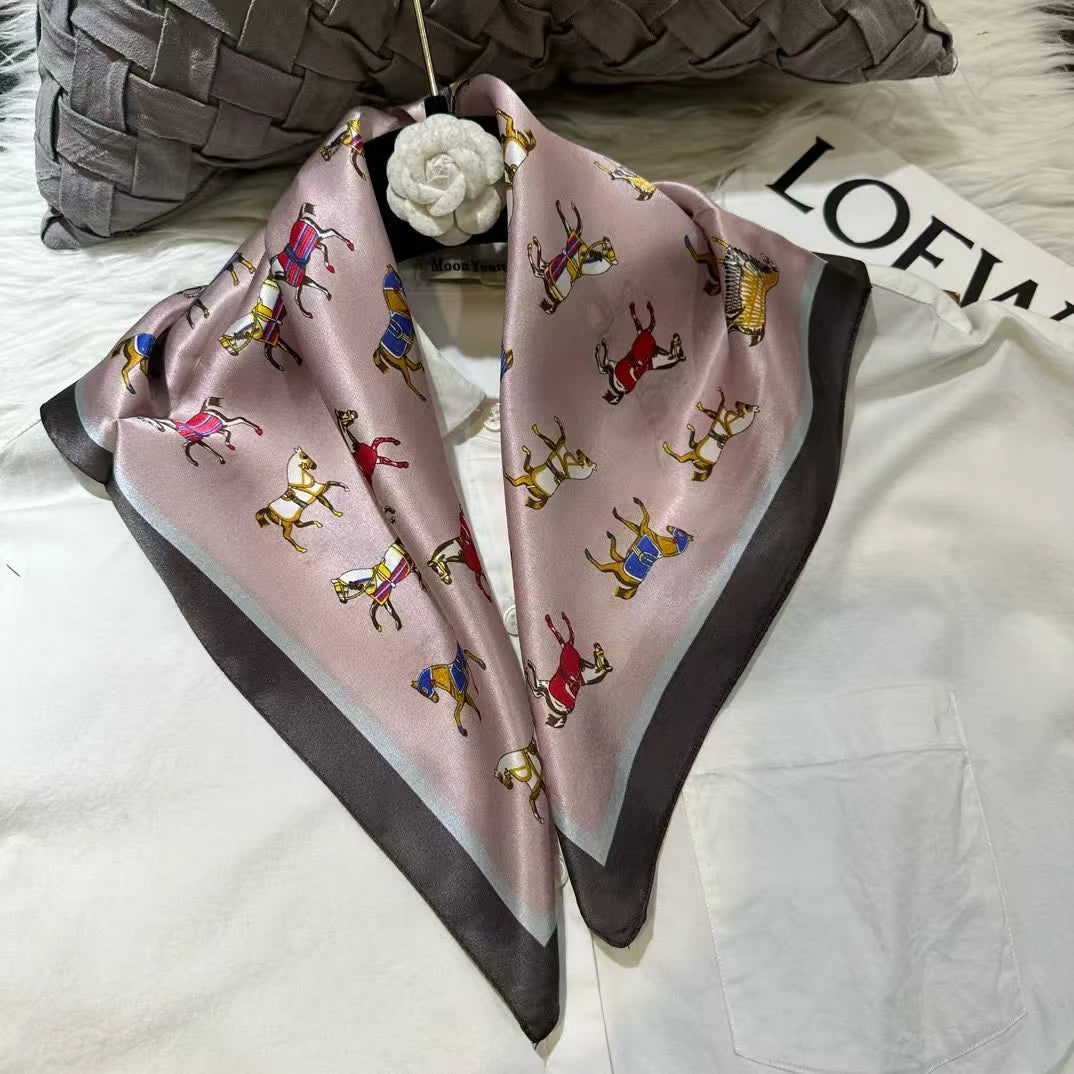100% Silk Small Square Scarf Neckerchief for Women