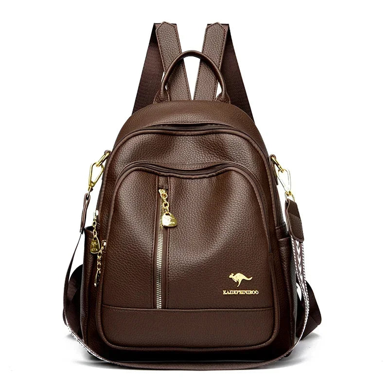Classical High Quality Soft Leather Travel Backpack Large Capacity Luxury Bag