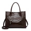 Luxury large capacity crocodile pattern PU leather handbag