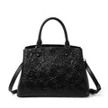 Leather high-sense handbag top layer leather rose pattern slung shoulder bag