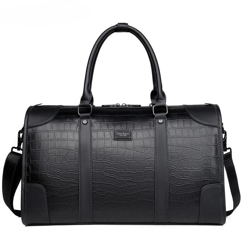 Men's Business Travel Tote Luxury Alligator PU Leather Luggage Bag