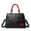 Ladies' Genuine Cowhide Leather Handbag with Letters Crossbody Large-Capacity Tote Bag