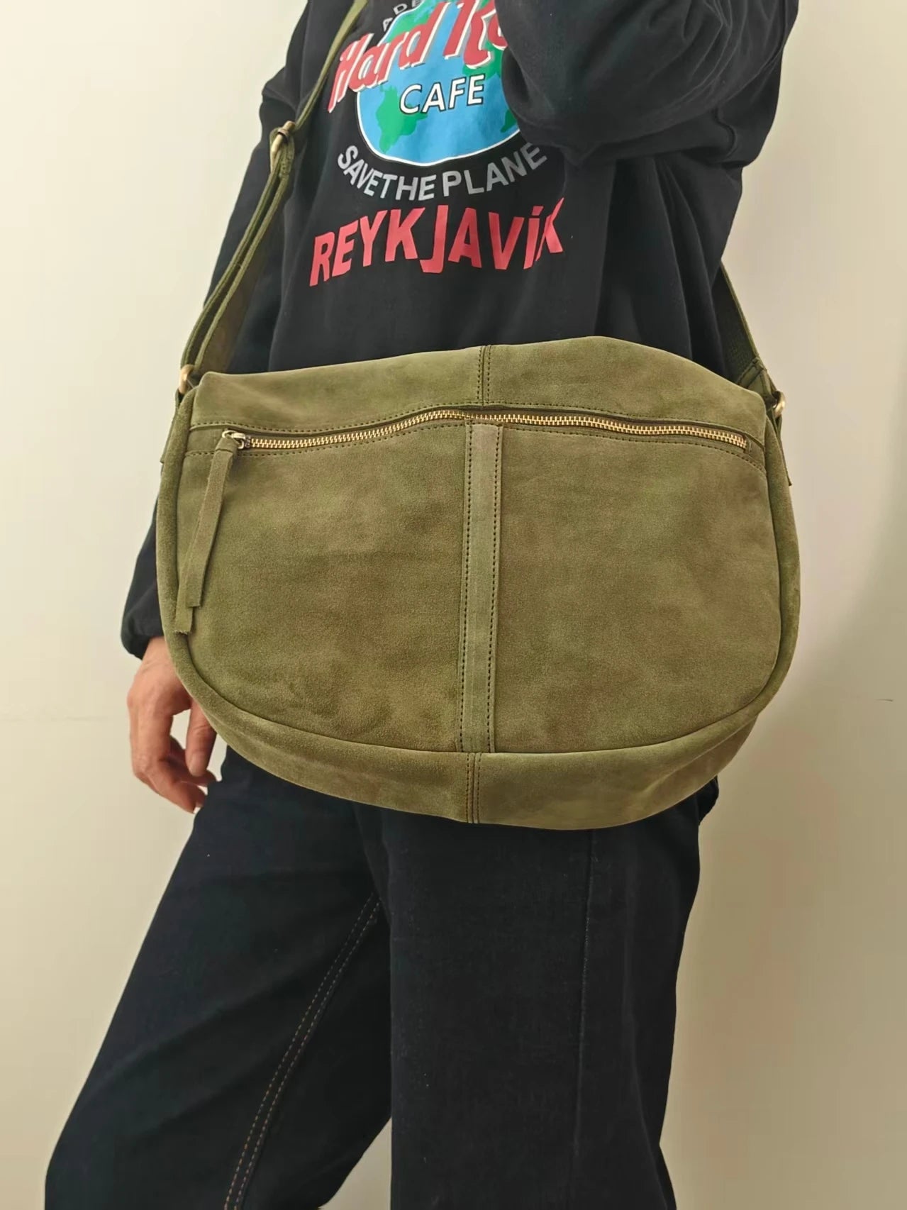Fashionable Genuine Leather Slouchy Shoulder Bag