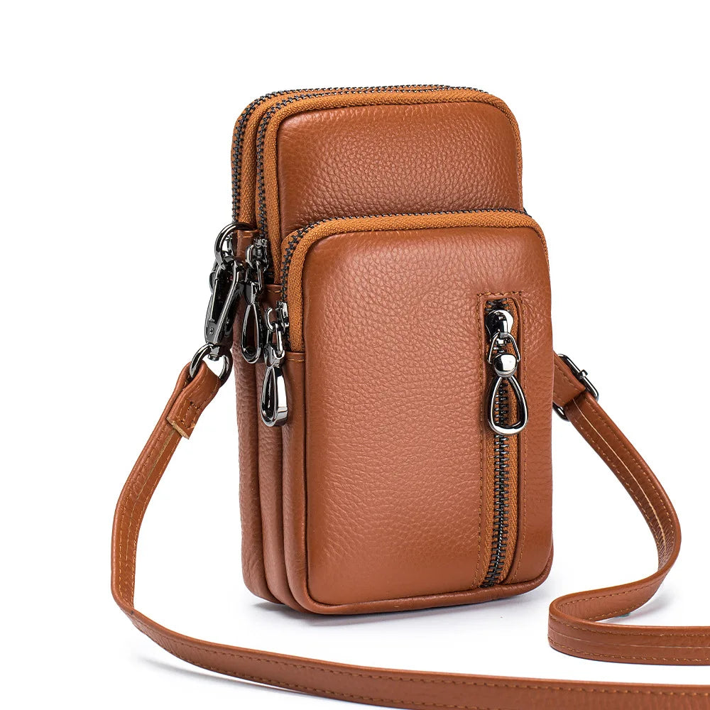 Small Crossbody Wallet Phone Bag Leather Mini Crossbody Vertical Cell Phone Bag