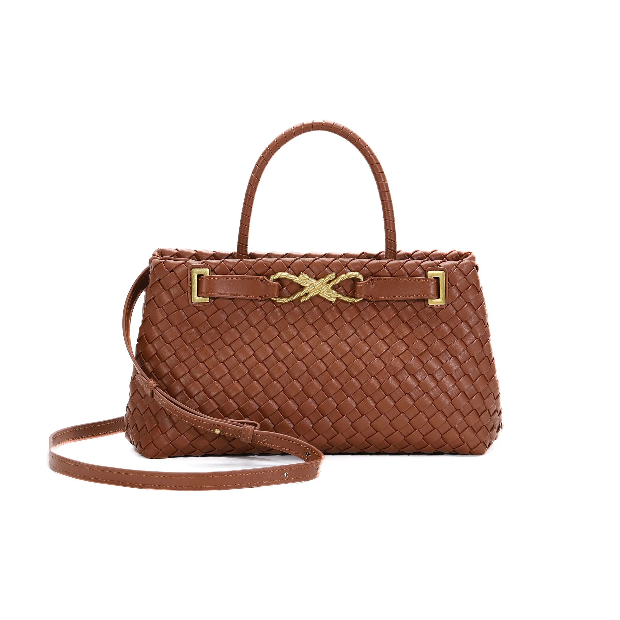 Woven Tote Bag for Women Vegan Leather Shoulder Handbag Design