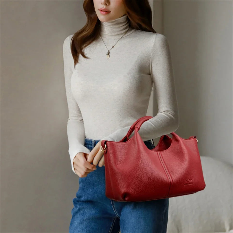 High Quality Soft Leather Handbag Tote Bag Fashion Luxury Women Shoulder Bag