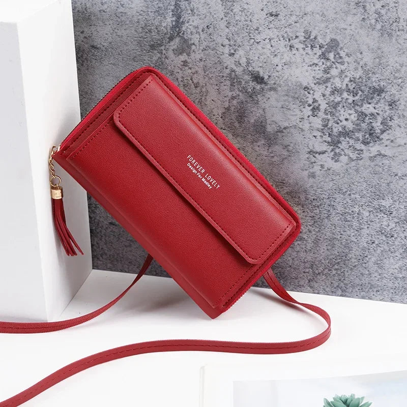 Fashion Phone Pouch Mini Messenger Bag Clutch Wallet Soft Leather Crossbody Bag