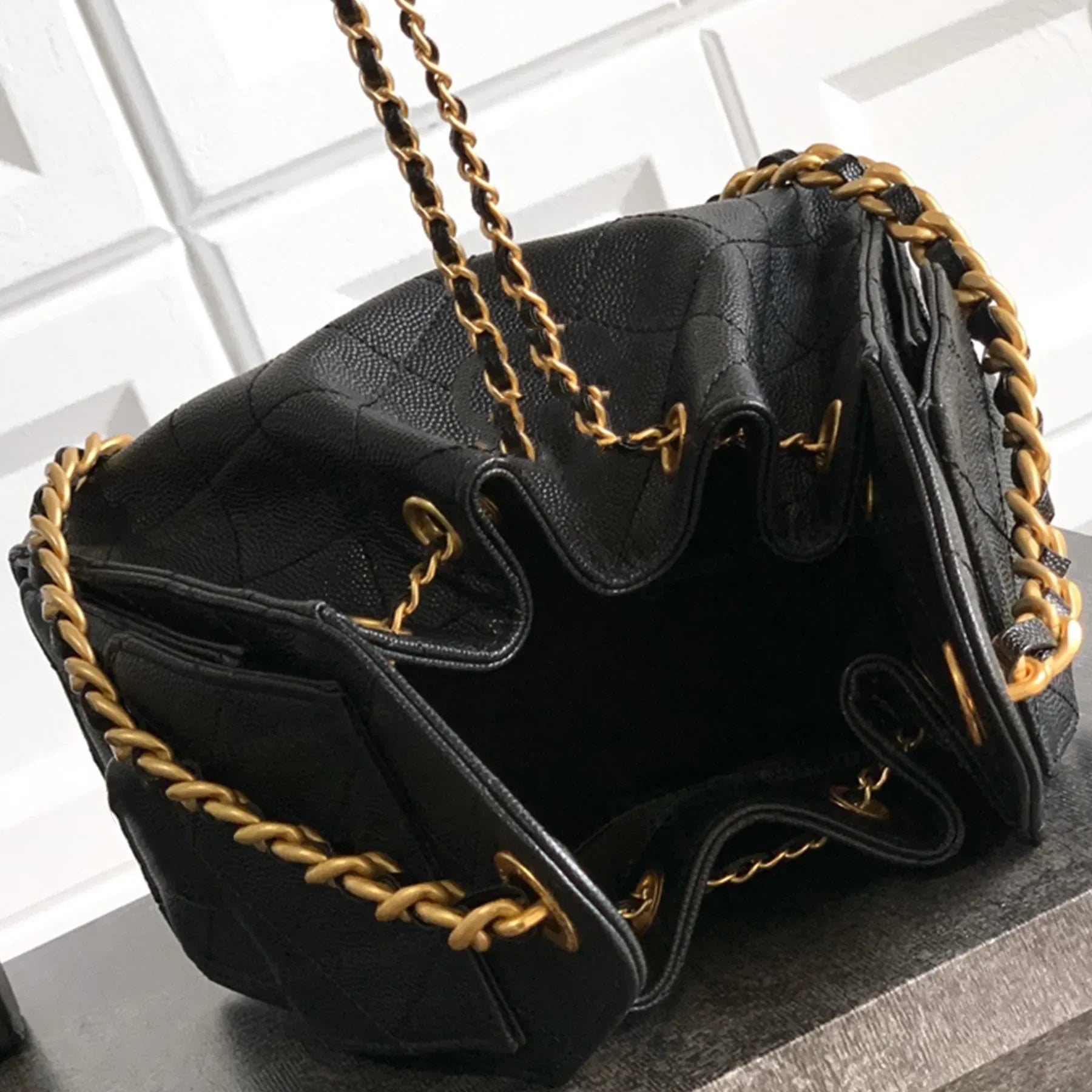 Luxury Handbag Design Grained Genuine Leather Shoulder Bag