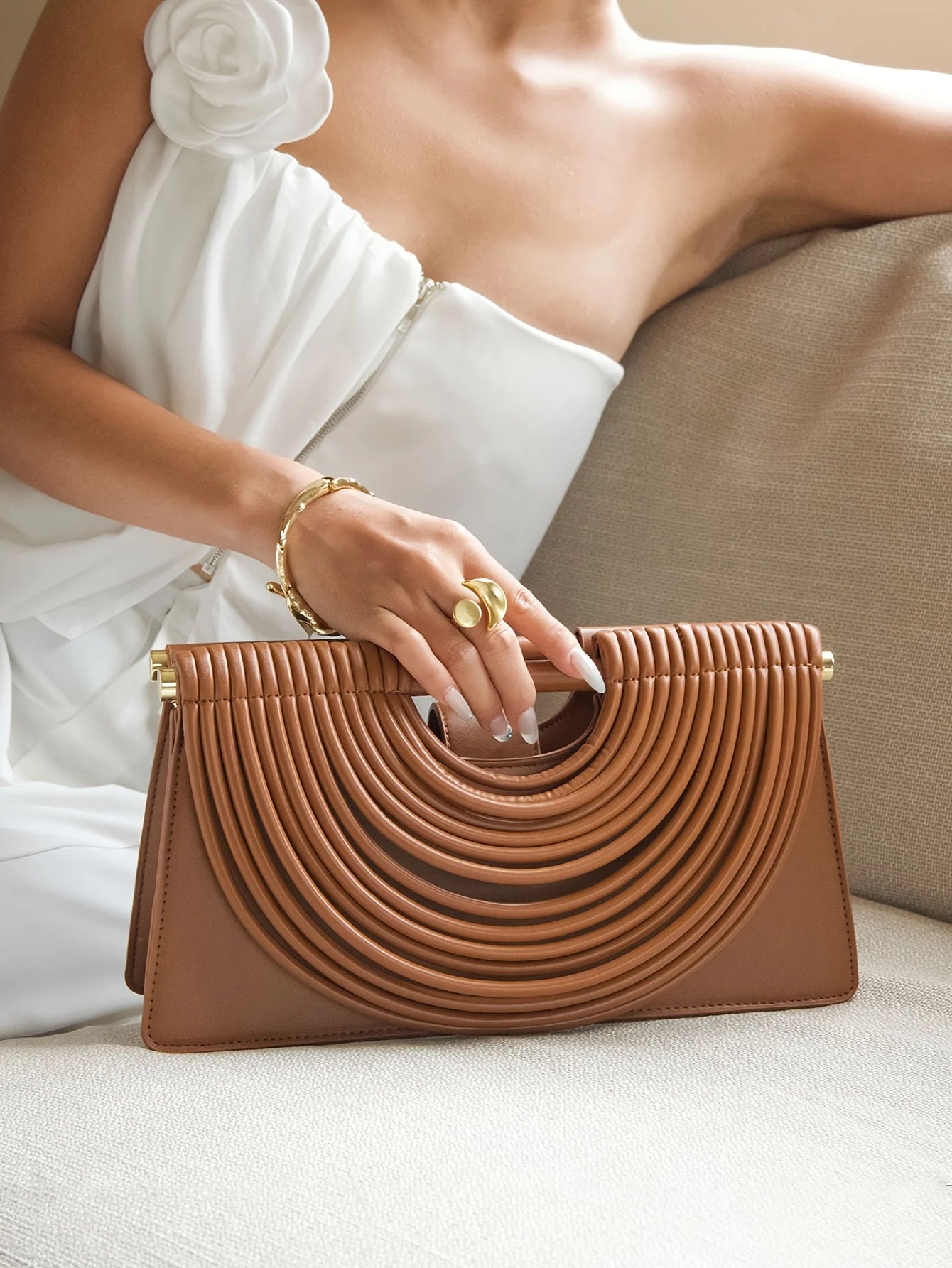 Luxury Design Handwoven Leather Evening Clutch Bag