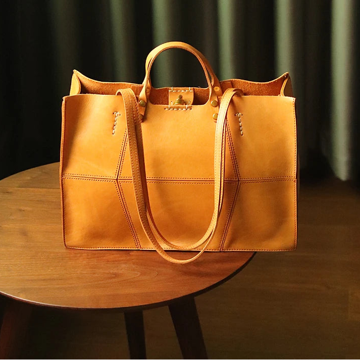 Genuine Leather Handbags Cowhide Large Capacity Tote Niche Retro Commuter Bags