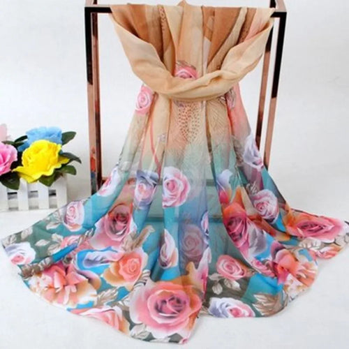 Chiffon Scarf Butterflies Branch Pattern Versatile Elegant