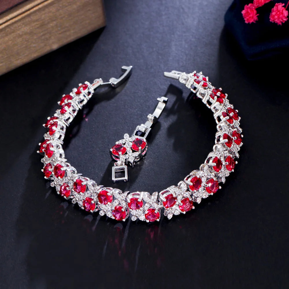 Luxury Shiny Yellow Cubic Zirconia Leaf Flower Shape Bracelet Fashion Jewelry