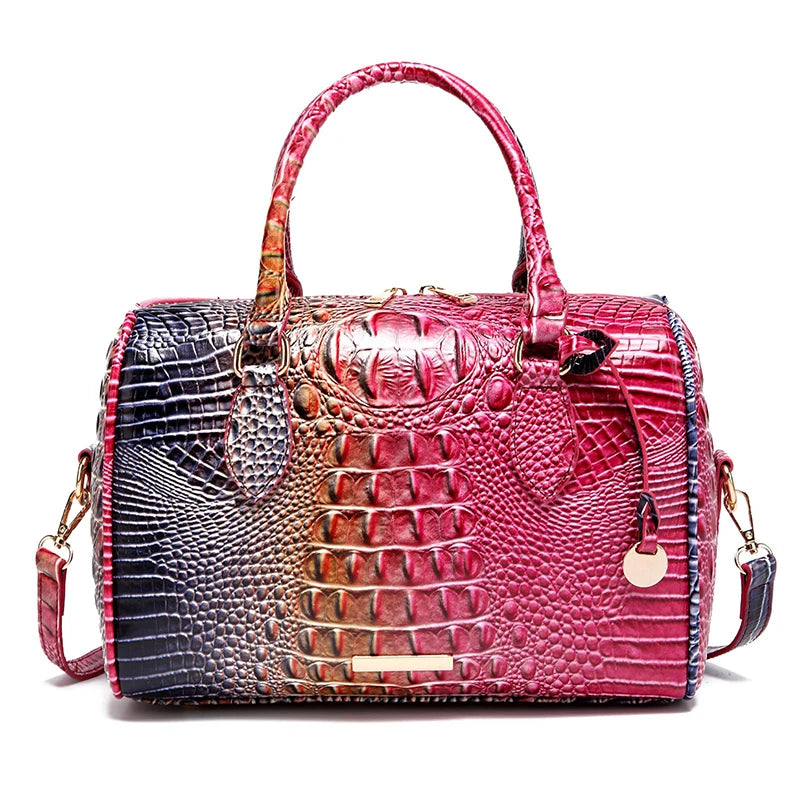 Top-Handle Crocodile Bag Crossbody Leather Tote Large Capacity