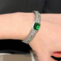 Gold plated 18K gold honeycomb green zircon bracelet